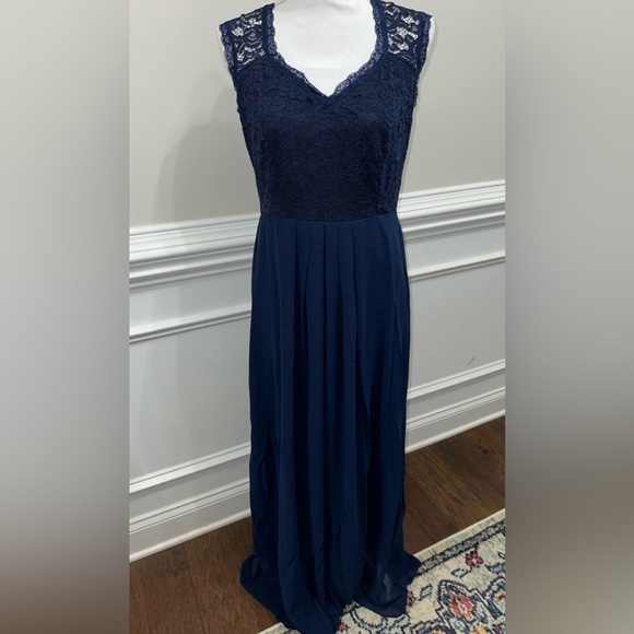 NWT Miusol Women's Casual Deep- V Neck Sleeveless Lace Maxi Dress sz L - Picture 9 of 13